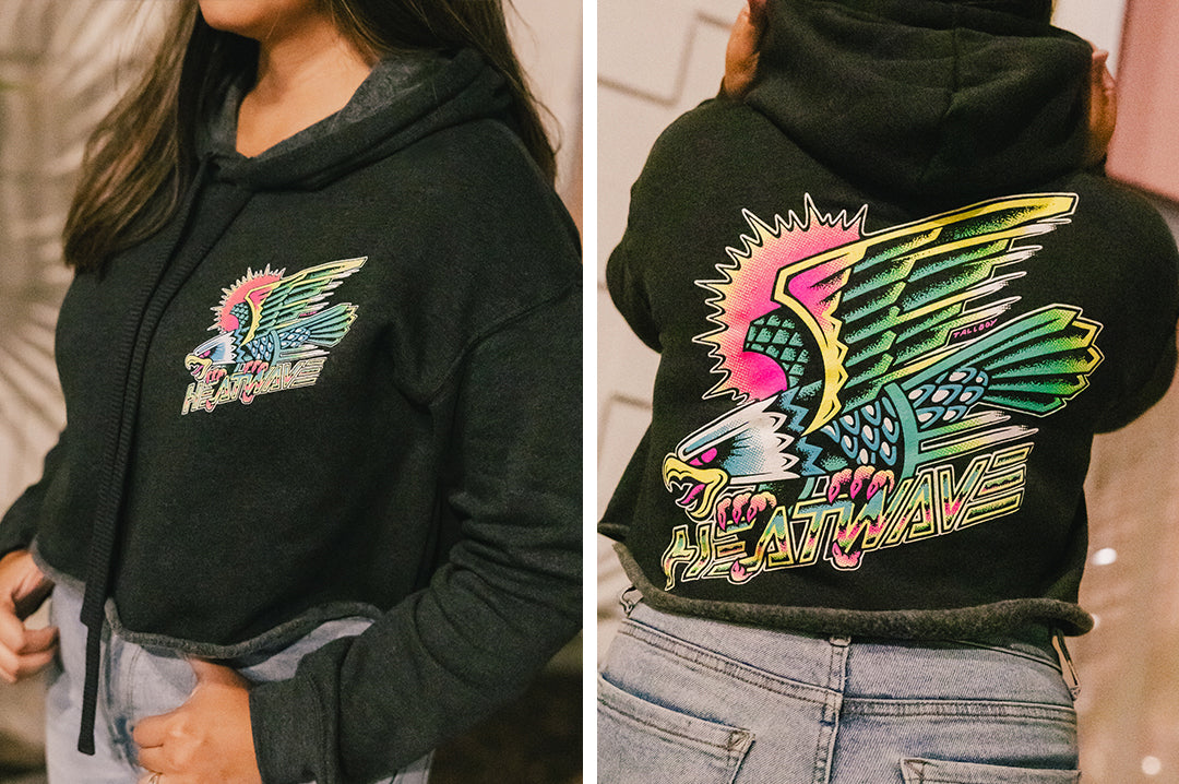 Heat Wave Electric Eagle LADIES Crop Top Sweatshirt Charcoal (SIZE XL ONLY)