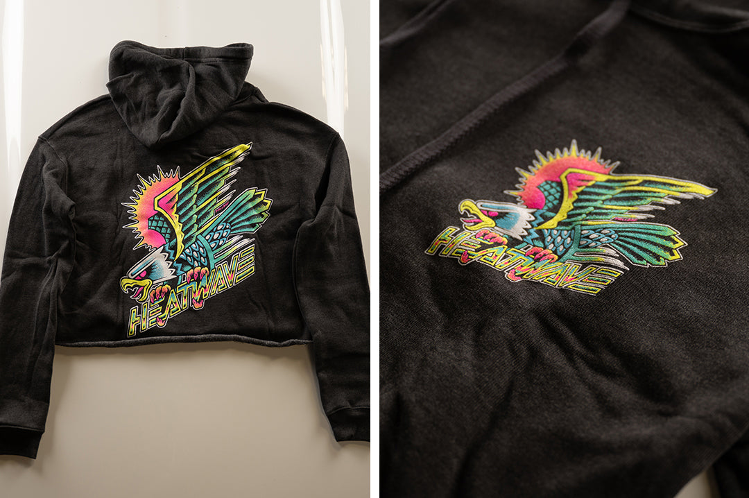 Heat Wave Electric Eagle LADIES Crop Top Sweatshirt Charcoal (SIZE XL ONLY)