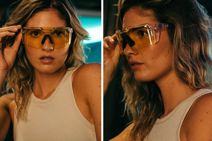Future Tech Sunglasses: Vapor Clear Frame Hi-Vis Yellow Lens Z87+