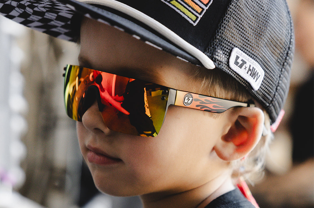 Kids Lazer Face Sunglasses: Little Trouble X Heat Wave Flames