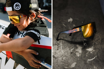 Kids Lazer Face Sunglasses: Little Trouble X Heat Wave Flames