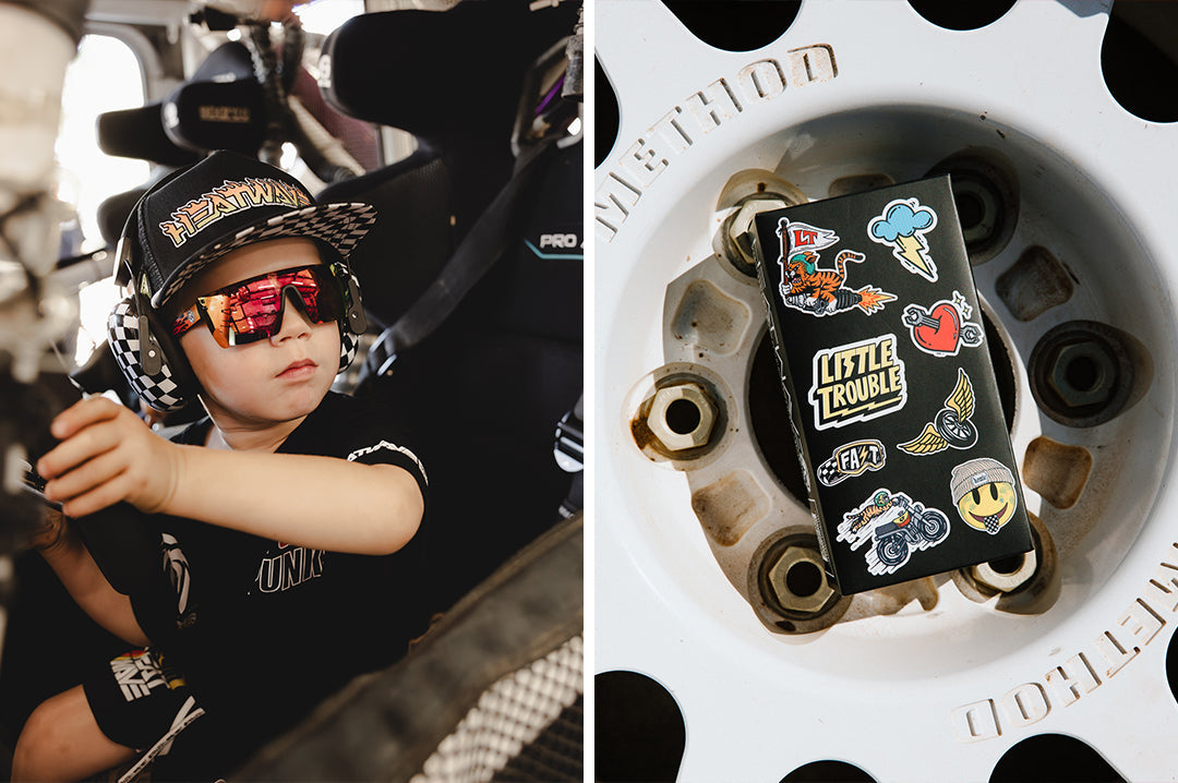 Kids Lazer Face Sunglasses: Little Trouble X Heat Wave Flames