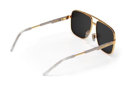 Nimitz Sunglasses: Gold Frame Black Lens