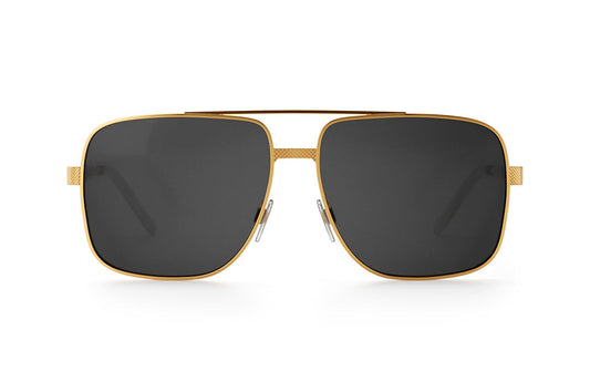 Nimitz Sunglasses: Gold Frame Black Lens