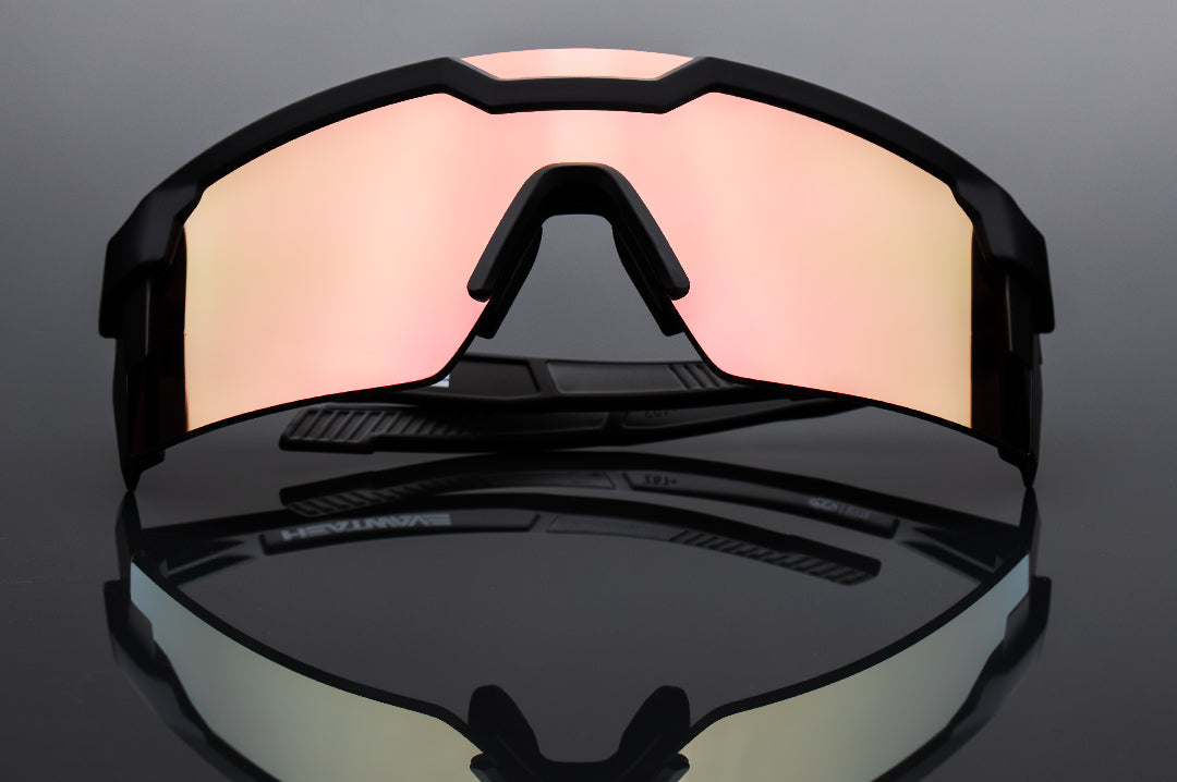 Future Tech Sunglasses: Black Frame Rose Gold Z87+