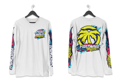 Heat Wave Y2K Racing White Long Sleeve T-Shirt