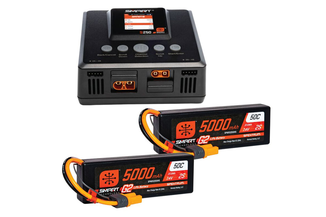 Horizon 4S 5000 mAh (2) G2 LiPo Battery + Charger kit For Horizon Blackjack Catamaran